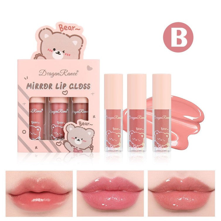 Dragon Ranee Bear Mirror Lip Gloss Shade B (Pack of 3)