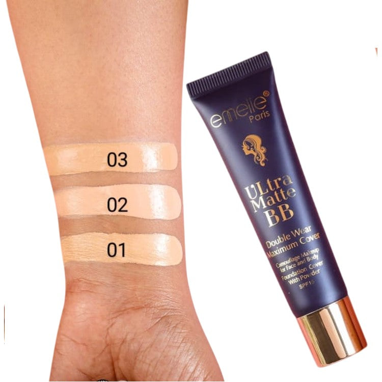 Emelie Ultra Matte BB Double Wear Maximum Cover Foundation