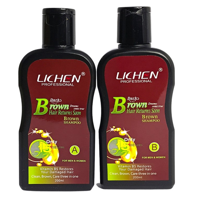 Lichen Dark Brown Hair Color Shampoo 400ml (Pack of 2) Large