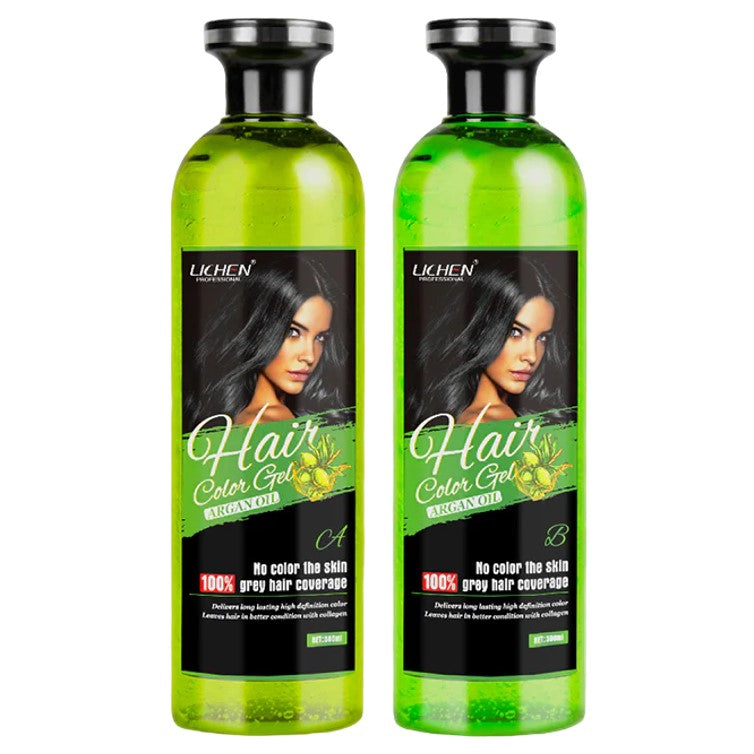 Lichen Hair Color Gel with Argan Oil Dark Brown 500 x 2 = 1000ml (Pack of 2)