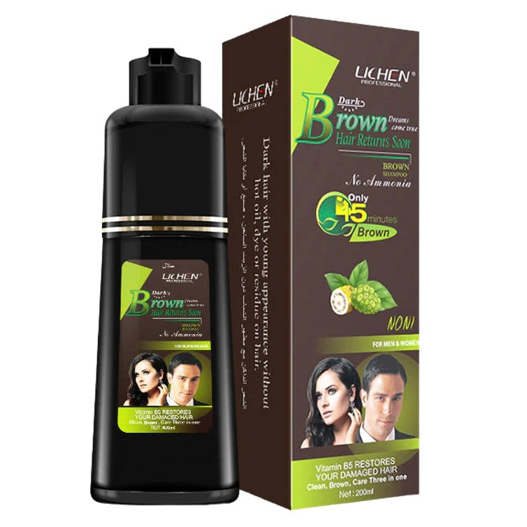 Lichen Hair Color Dark Brown Shampoo Only 5min Brown 200ml