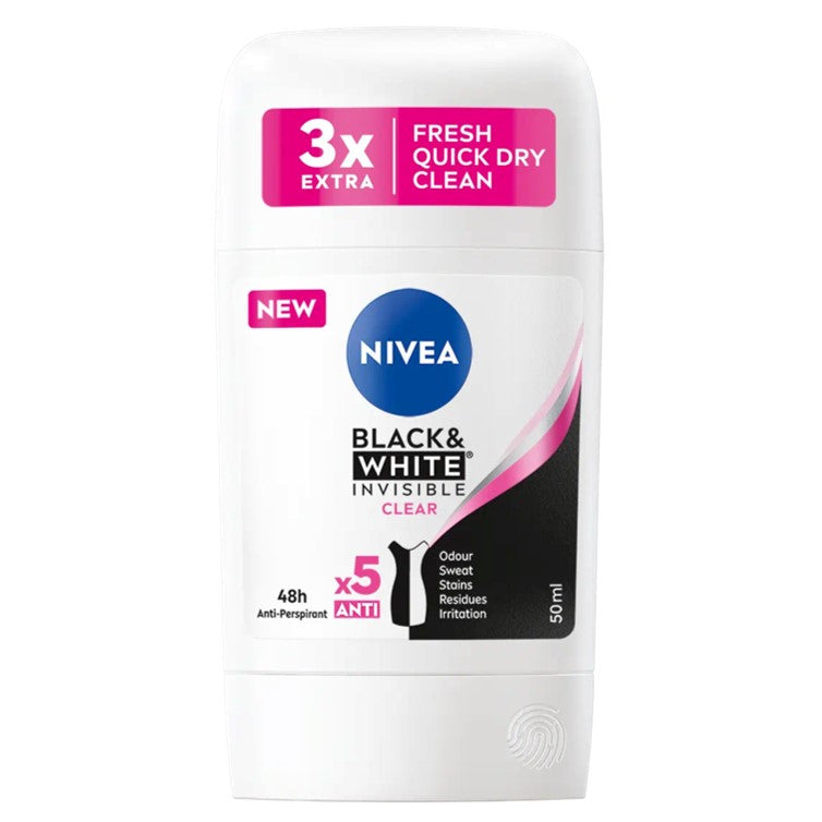 Nivea Black & White Invisible Clear Anti-Perspirant Stick 50ml