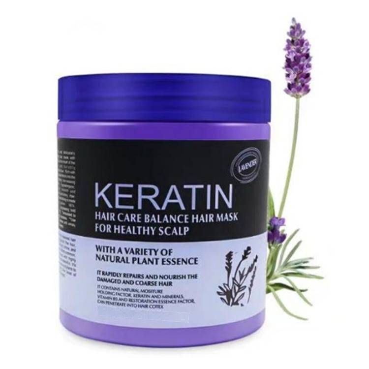 Keratin Hair Mask for Healthy Scalp Lavender Curly Frizzy Hair 500ml