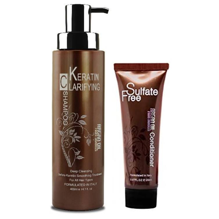 Argan Oil Keratin Clarifying Shampoo 400ml & Conditioner 20ml